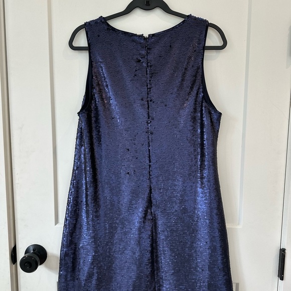 Banana Republic Petites Blue Sequin Sheath Mini Dress V-Neck Cocktail - Picture 6 of 7